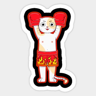 Cat boxer red Sticker